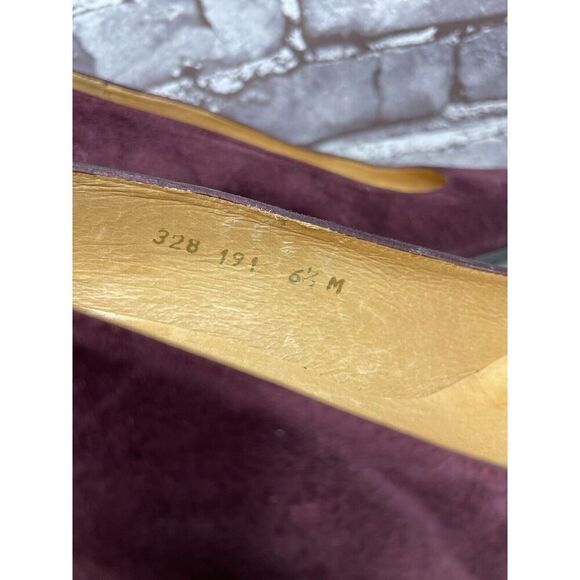 David Aaron Burgundy Maroon Suede Leather Round High Heels Women Sz 6.5M US/37EU - Picture 12 of 16